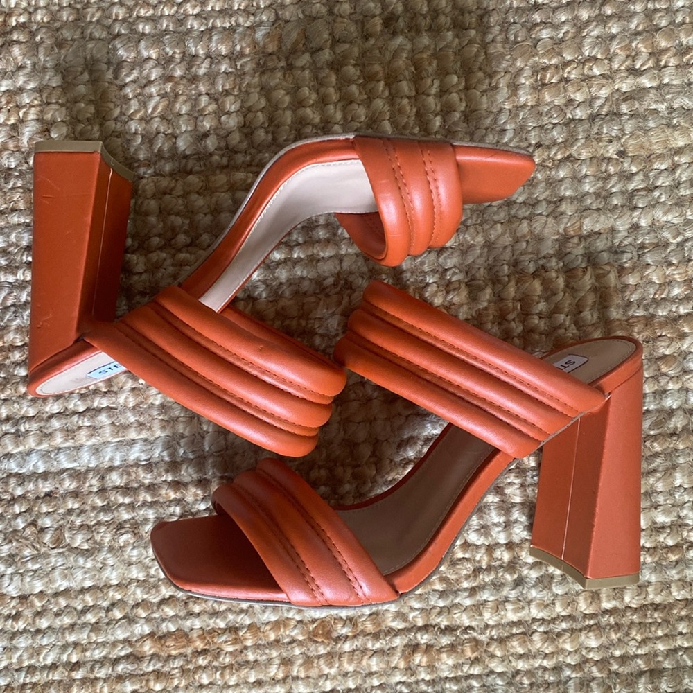 Steve Madden Orange Padded Strap Block Heel Sandals